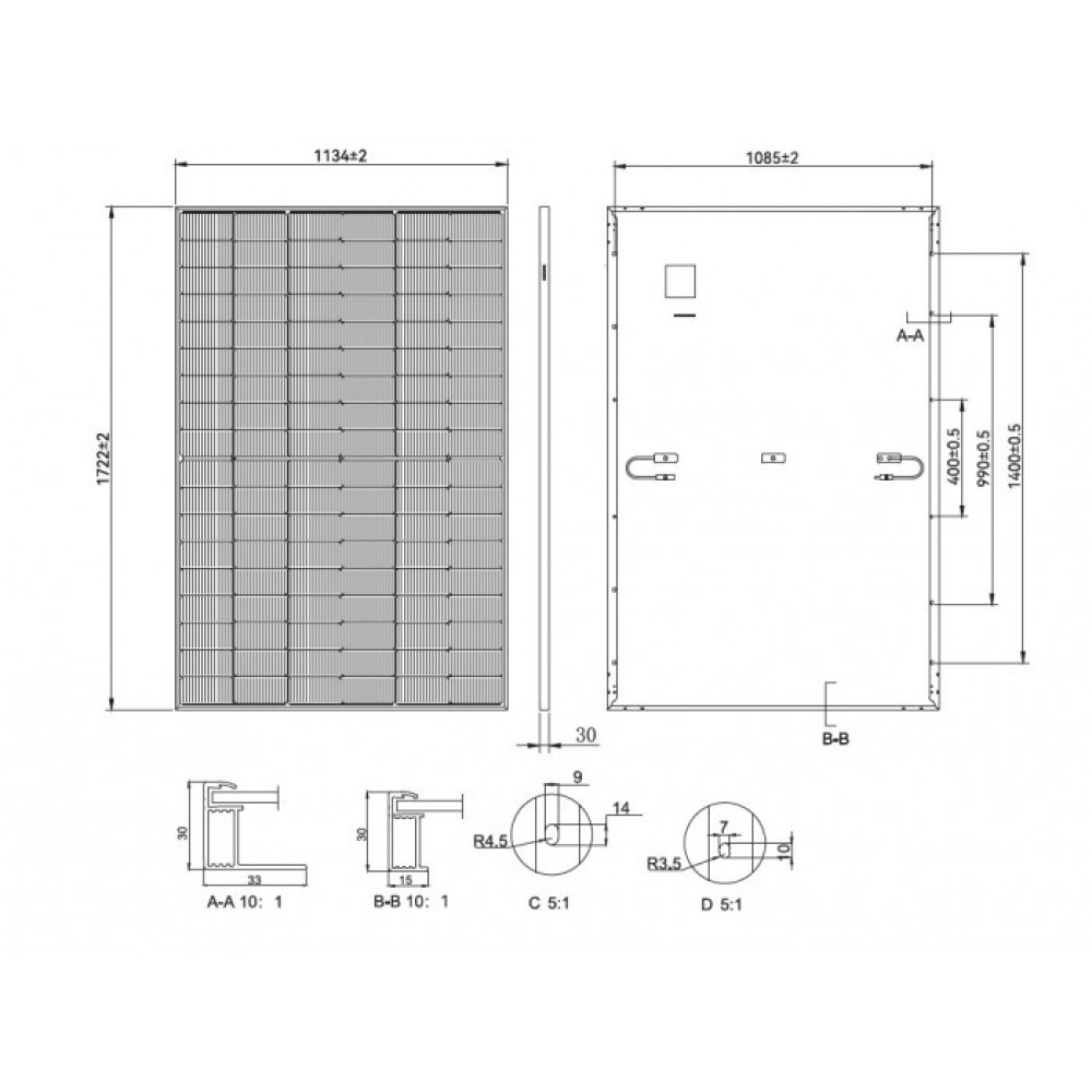 Сонячні панелі TONGWEI 430 Вт, Black Frame